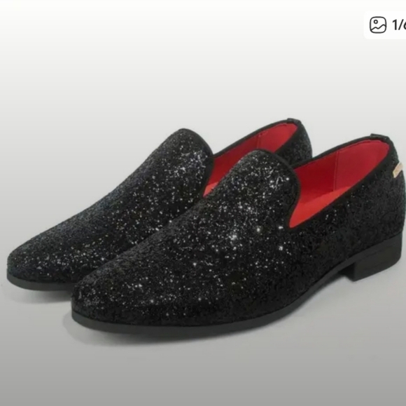 Uubaris men’s size 10.5 sparkly loafer for suit or tuxedo black - Picture 1 of 8